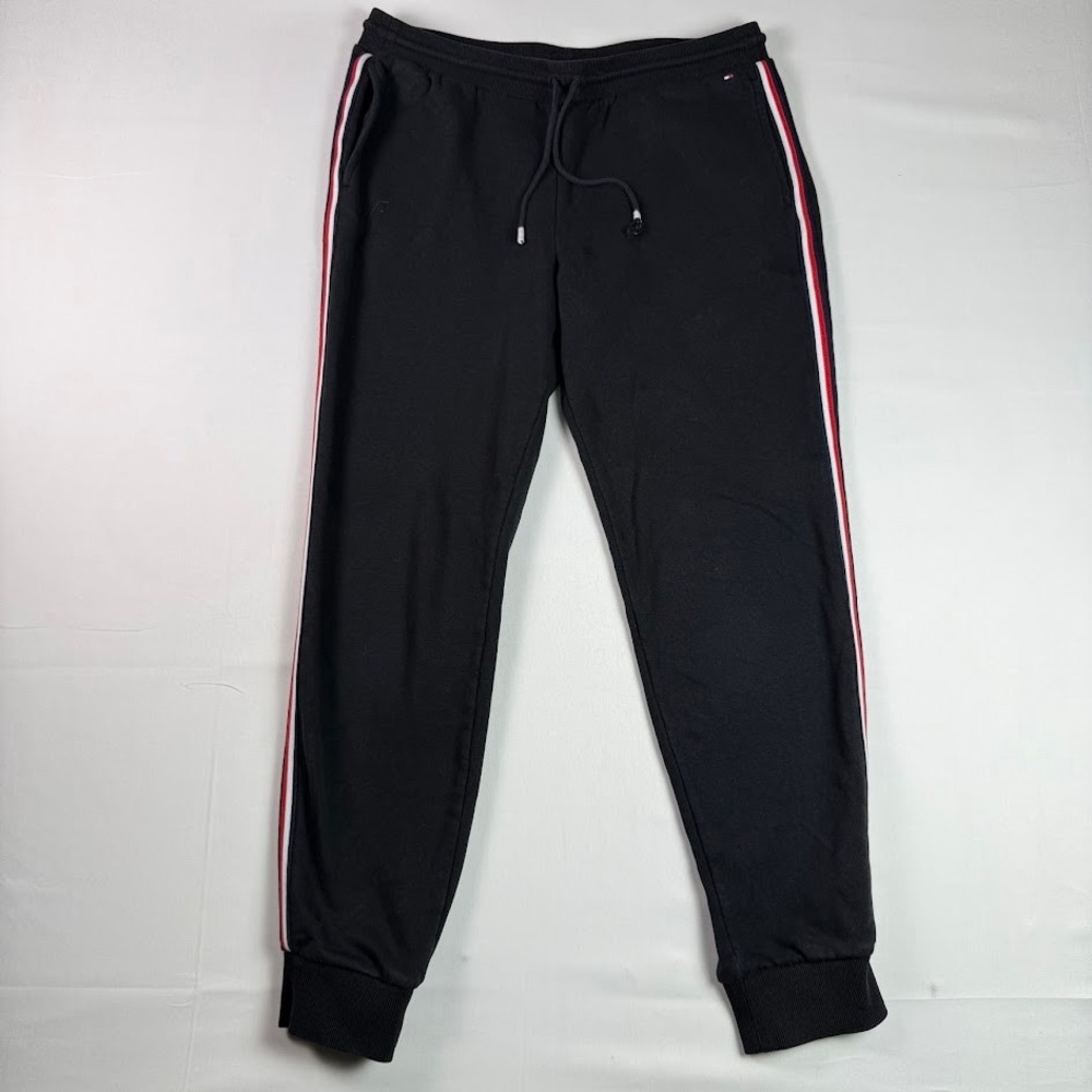 Tommy Hilfiger Mens Jogger Sweatpants Black Side Stripe Size M